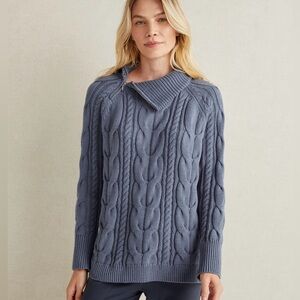 Haven Well Within Side Zip Cowl Neck Cable Knit Sweater Size Medium NWT